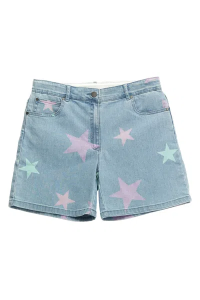 Stella Mccartney Kids Printed Denim Shorts In Blue