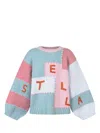 Stella Mccartney Kids Colorblock Logo Intarsia Sweater In Colourful