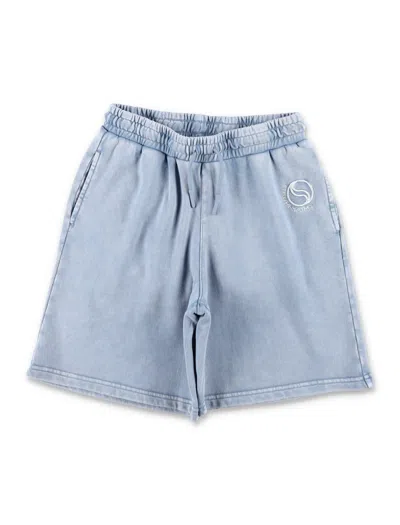 Stella Mccartney Kids S-wave Logo Sweatshorts In Blue