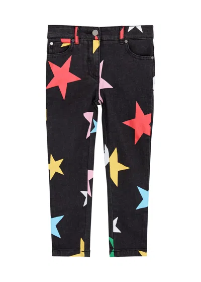 Stella Mccartney Kids Star-print Stretch-denim Jeans In Black