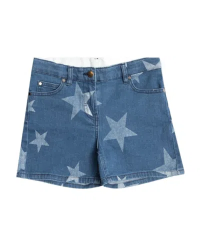 Stella Mccartney Kids Star Printed Denim Shorts In Blue