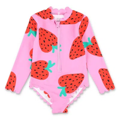 Stella Mccartney Kids Strawberry Print Swimsuit In Pink