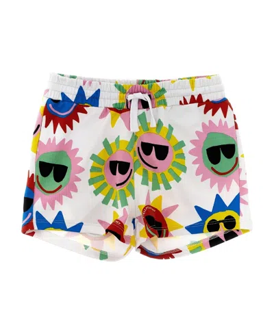 Stella Mccartney Kids Sun-printed Drawstring Track Shorts In White