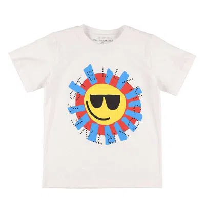 Stella Mccartney Kids Sunglass Sunshine Crew Neck Shirt In White