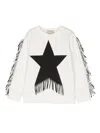 Stella Mccartney Fringed Star Cotton Sweatshirt In White