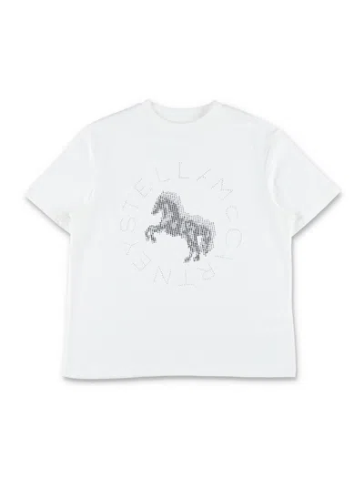 Stella Mccartney Kids Girls Cotton Horse Graphic T-shirt In Neutral