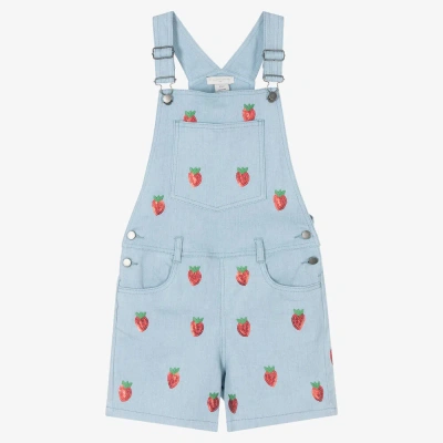 Stella Mccartney Kids Teen Girls Dungaree Shorts In Blue