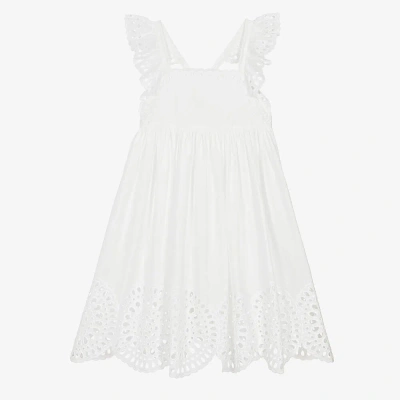 Stella Mccartney Kids Teen Girls Ivory Broderie Anglaise Dress