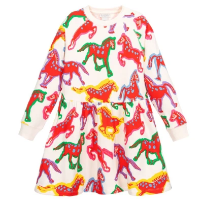 Stella Mccartney Kids Teen Girls Pink Horses Dress