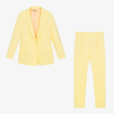Stella Mccartney Kids Teen Girls Yellow Viscose Tailored Suit