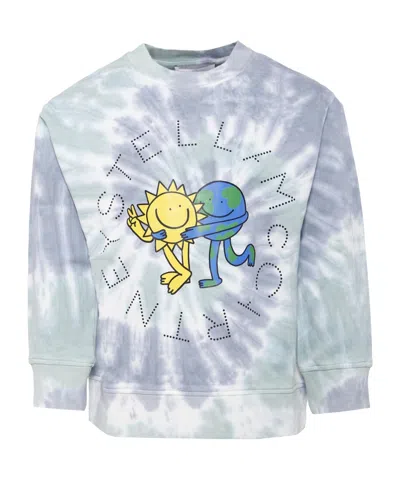 Stella Mccartney Kids Tie-dye Crewneck Sweatshirt In Blue