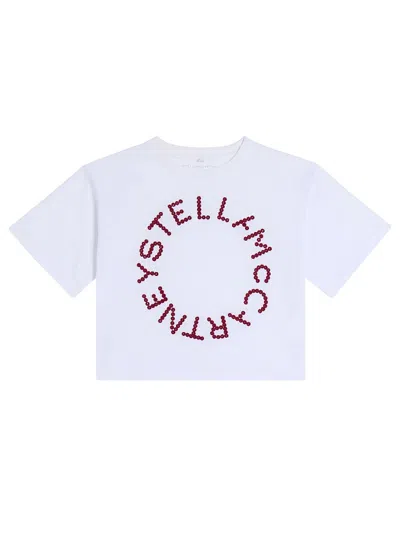 Stella Mccartney Kids T-shirt Con Scritta Stella Ricamata In White