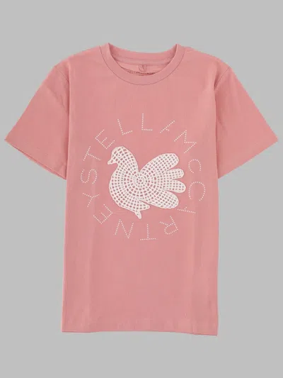 Stella Mccartney Rhinestone-embellished Cotton T-shirt In Pink