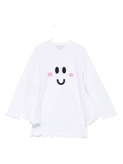 STELLA MCCARTNEY STELLA MCCARTNEY KIDS WHITE COTTON DRESS WITH SMILEY FACE