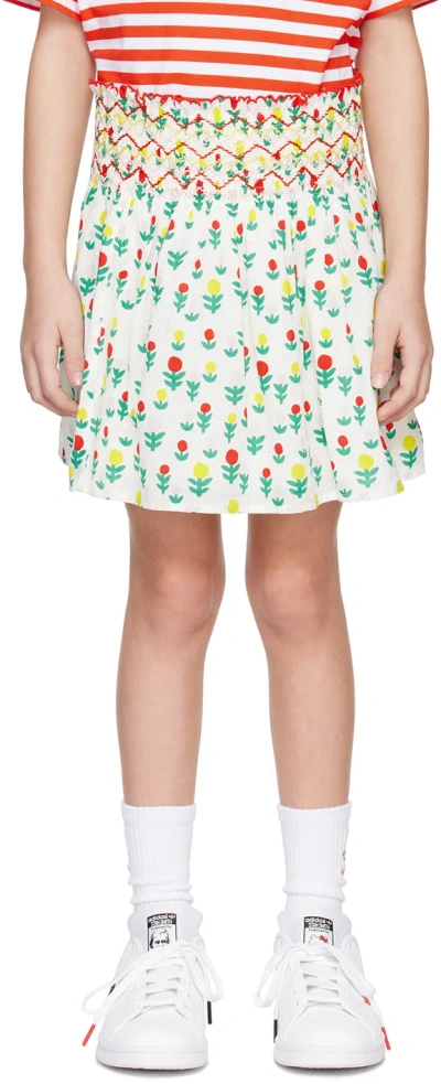 Stella Mccartney Flower Print Organic Cotton Voile Skirt In 101mc White Mul