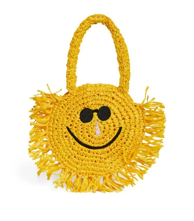Stella Mccartney Kids Woven Sun Bag In Yellow