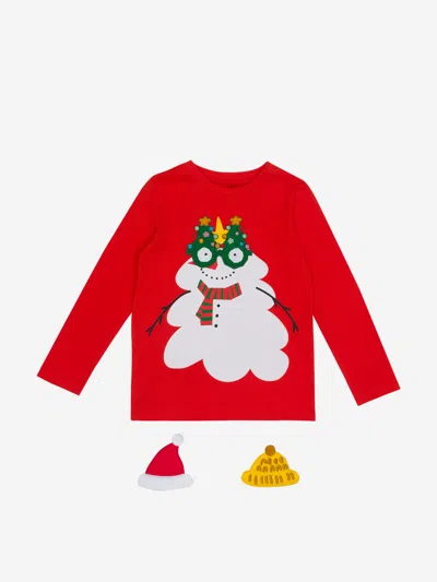 Stella Mccartney Kids Xmas T-shirt With Detachable Appliqués In Red