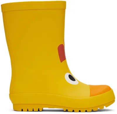 Stella Mccartney Kids Yellow Chicken Graphic Boots In 238 Yellow