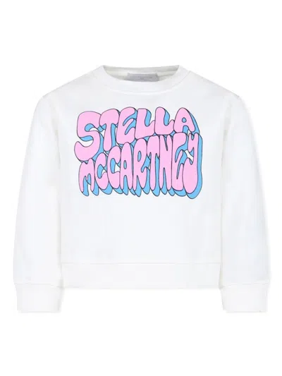 Stella Mccartney Kids' Logo-print Organic Cotton Sweatshirt In White