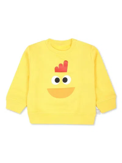 Stella Mccartney Yellow Sweatshirt For Baby Boy With Rooster Print
