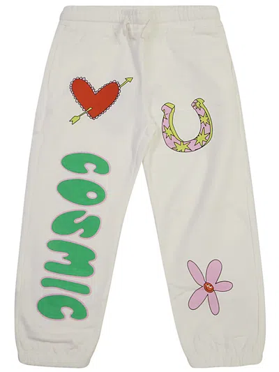 Stella Mccartney Kids' Cosmic Cowboy Cotton Track Pants In Bianco