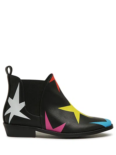 Stella Mccartney Kids' Slip-on Star-print Ankle Boots In Black