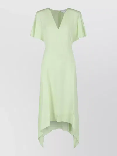 Stella Mccartney Knee Length Dress V Neckline Short Sleeves In Green
