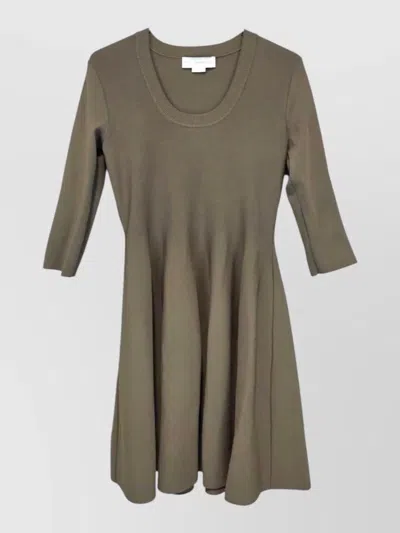 Stella Mccartney Knit Fit Flare Dress Round Neckline In Green