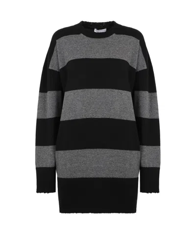 STELLA MCCARTNEY STELLA MCCARTNEY STRIPED DISTRESSED KNITTED DRESS
