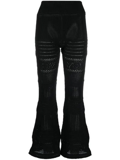 Stella Mccartney Knitted Flared Trousers In Black