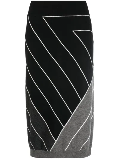 Stella Mccartney Knitted Geomertric Pattern Skirt In Black