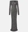 Stella Mccartney Knitted Sequined Gown In Gray