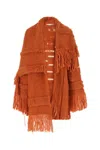 Stella Mccartney Knitted Textured Coat In Orange