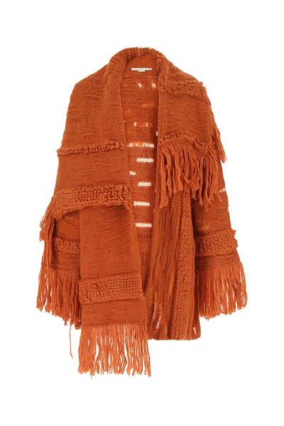 Stella Mccartney Knitted Textured Coat In Orange