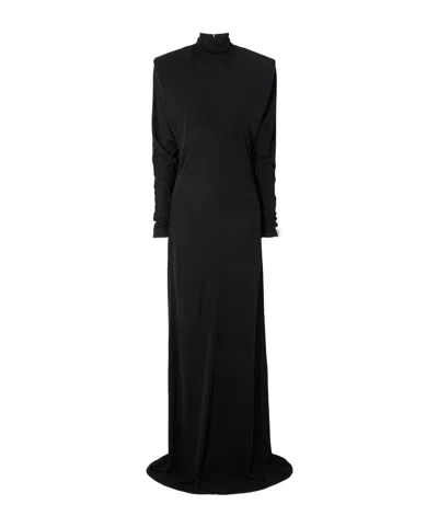 Stella Mccartney Crepe-jersey Turtleneck Gown In Black
