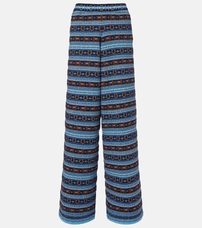 Stella Mccartney Knitted Virgin Wool Straight Pants In Blue