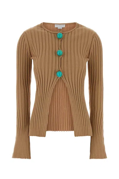 Stella Mccartney Ribbed Buttoned Cardigan In Brown
