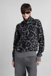 Stella Mccartney Alpaca Blend Turtleneck Sweater With Animal Print In Gray