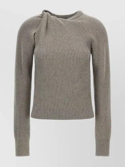 Stella Mccartney Knitwear With Asymmetric Detail And Ribbed Texture In Brown