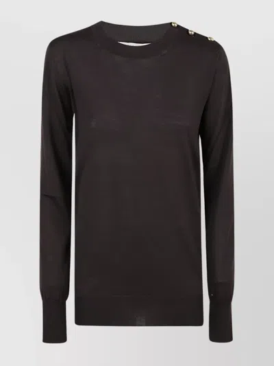 Stella Mccartney Knitwear With Metal Marble Detail Jumper In Chocolate Brown