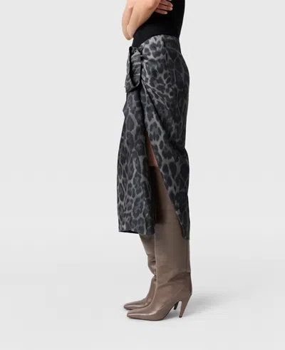 Stella Mccartney Knotted Asymmetric Leopard Midi Skirt In Multi