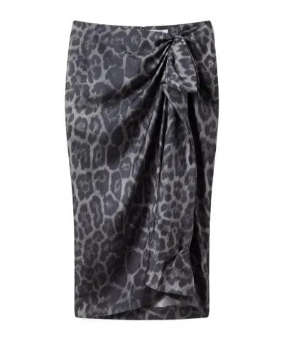 Stella Mccartney Knotted Asymmetric Leopard Midi Skirt