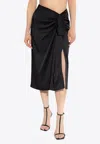 Stella Mccartney Knotted Asymmetric Midi Skirt In Black