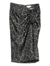 Stella Mccartney Stella Mc Cartney Leopard Midi Skirt With Knot In Gray