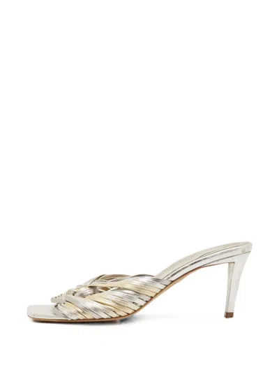 Pre-owned Stella Mccartney Knotted Leather Heeled Sandals In Silver