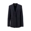 Stella Mccartney Tailored Grey Wool Flannel Blazer In Blue