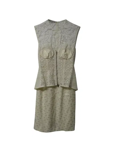 Pre-owned Stella Mccartney Lace-detail Mini Dress In Neutral