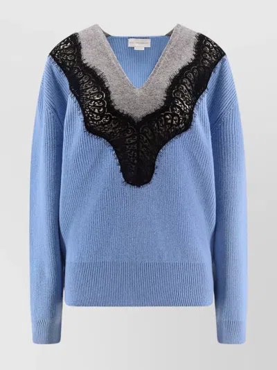 STELLA MCCARTNEY LACE DETAIL V-NECK SWEATER