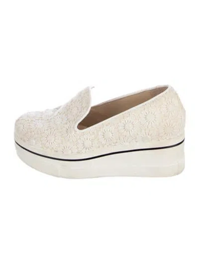 Pre-owned Stella Mccartney Lace Embroidered Accent Loafers In Neutral