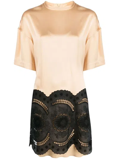Stella Mccartney Lace-embroidered Minidress In Neutrals